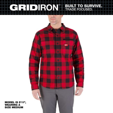 SAH-M551/RED/XL M551 MILWAUKEE GRID LS FLANNEL SHIRT RED XL