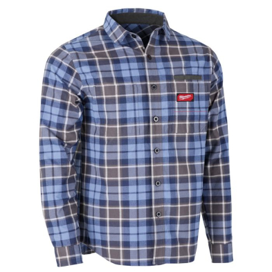 SAH-M551U/BLUE/L M551U MENS GRID MILWAUKEE LONG SLEEVE SHIRT BLUE LARGE