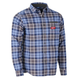 SAH-M551U/BLUE/L M551U MENS GRID MILWAUKEE LONG SLEEVE SHIRT BLUE LARGE