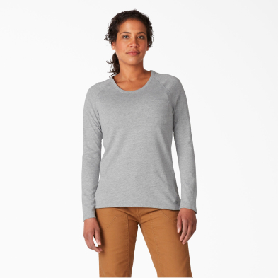 SAH-SLF400HG_L DICKIES W LS PERFORMANCE TEE ,SIZE L ,HEATHER GRY
