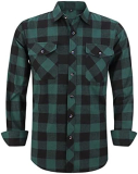 SAH-WS05/GREEN/M WS05 TOUGH DUCK LINED FLANNEL SHIRT GREY/GREEN MED