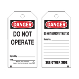SAU-SGC040 Lockout Tags, Plastic, 3" W x 5-3/4" H, English