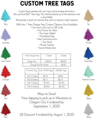 225-TAG-CUST1101 Kirk  Custom Tree Tag 1 X 10 - Printed One Sided