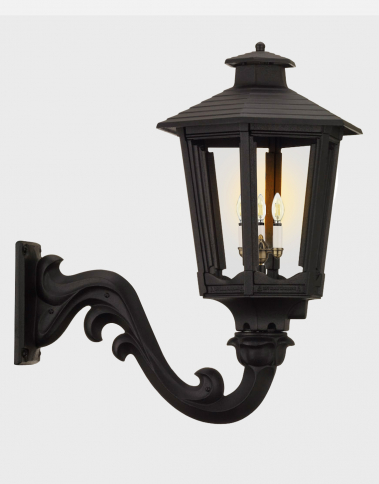 1600W COSMOPOLITAN GASLIGHT WITH WALL MOUNT BRACKET, BLACK