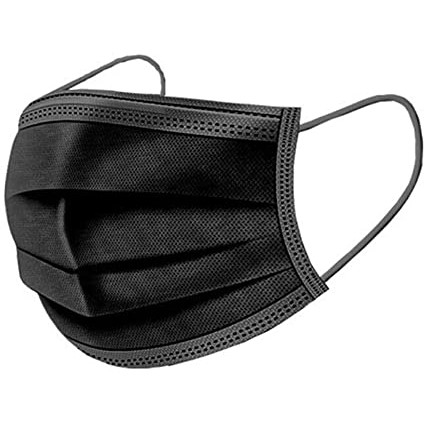 HGMASK3L-BLK Non-Woven 3 Layer Disposable FaceMask Black 2000/cs