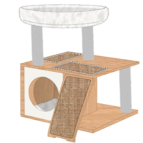 DEKI CloeCluzo CC7097 Cat Tree Kenya House w/ Scratcher