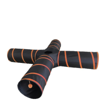 DEKI CloeCluzo CC2023 Cat Toy Tunnel 4-way ORG/BLK
