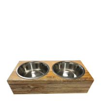 DEKI CloeCluzo CC7048 Double Bowl Feeder in MangoWood LG*