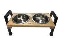 DEKI CloeCluzo CC7046 2-Bowl Diner MangoWood & Metal MD *TR