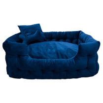 DEKI Gooeez GZ1047 Luxury Velour Pet Bed w Pillows 28x20" BL