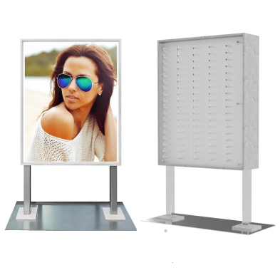 eyewear display, window frame display, sunglass display, backlit sunglass display, optical frame display, sunglass holder, retail eyewear display