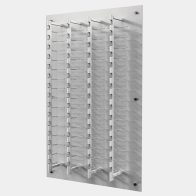 optical space design, optical frame displays, eyewear displays, frame displays, optical frame displays, alumina rods, locking frame rods, locking sunglass display