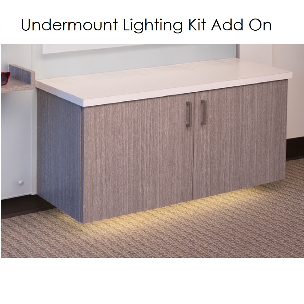Undermounted cabinet lighting, optical dispensary display lighting