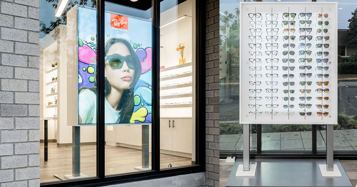 window display, grandstand seg window feature, glasses window display
