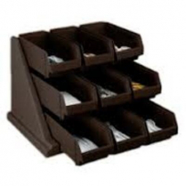 Plastic 9 Bins Condiment Holder 20" x 22" x 14" Black