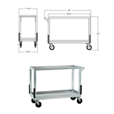 Aluminum 2-Tier With Lip Cart 18.25" x 45" x 32"H