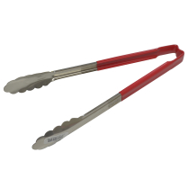Stainless Steel Tong Red Handle 12"