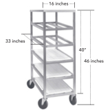 5 Shelf Universal Aluminum Mobile Platter Rack 33"L x 16"W x