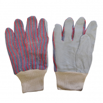 Leather Palm Cotton Knit Gloves Pair