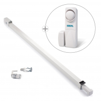 Barre de sécurité ajustable pour porte coulissante et détecteur d'alarme sans fil pour portes et fenêtres, blanc