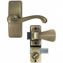 Discontinued: GL Storm Door Lever Set With Deadbolt Lock, Antique Brass