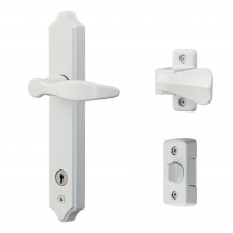Discontinué : Ensemble de poignée de luxe pour contre-porte avec pêne dormant, blanc
