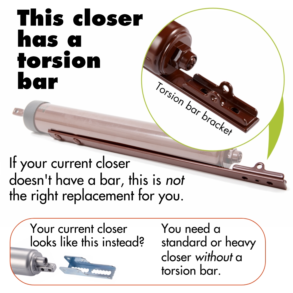 Heavy Door Closer With Torsion Bar, Silver