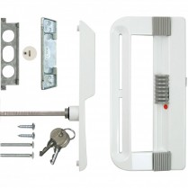Ensemble de poignée de porte patio avec verrouillage à clé, blanc