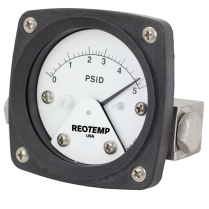 0-10 PSID 1/4" NPTF Back Process Connection 2.5" Dial Reotemp D20 Differential Pressure Gauge w/ Max Pointer