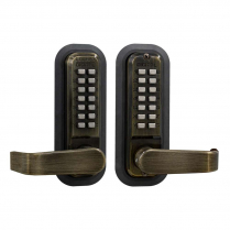 LockeyUSA 2835ABDC Keyless Knob Lock Passage Antique Brass