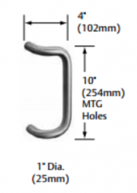 Sargent 862-32D Offest Door Pull, 1" Dia. X 10" CTC