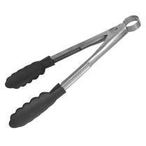 Satin Stainless Steel Locking Non Stick Nylon Handle Tongs 9