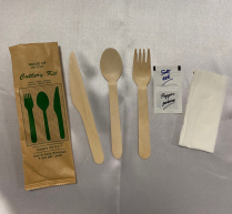 6 in1 Wooden Cutlery Kit ( K,F, SS, N, S,P) 250sets/cs