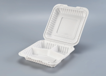 PP White Hinged 3 Comp Container 8x8x2.7'' 150pcs/cs
