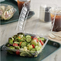 Anti-fog Clear Hinged PET Container 9"x9"x3" 200/cs