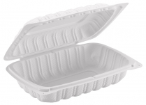 White PP 9x6x3" Hinged Container without Vent 200/cs