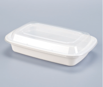 LRR 28oz White Rectangle Container (T28) 150set/cs