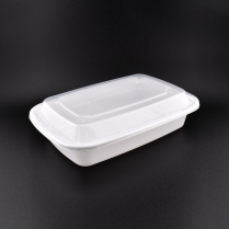 LRR 28oz White Rectangle Container (T28) 150set/cs