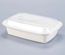 LRR 38oz White Rectangle Container (T38) 150set/cs