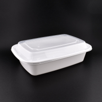 LRR 38oz White Rectangle Container (T38) 150set/cs