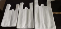 White Fabric T-Shirt Bag 12+7x23 (L) 38GSM 300pcs/cs