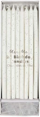 Silver Glitter Bday Candles-45-2095|Meri Meri