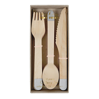 Wooden Cutlery Silver-45-2145|Meri Meri