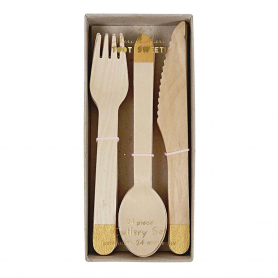 Wooden Cutlery Gold-45-2146|Meri Meri