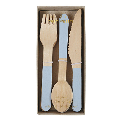 Wooden Cutlery Set Blue-45-2147|Meri Meri
