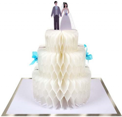 Wedding Cake Honeycomb Card-16-0187W|Meri Meri