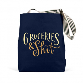 Groceries & Shit (Navy) Tote Bag|EM & Friends
