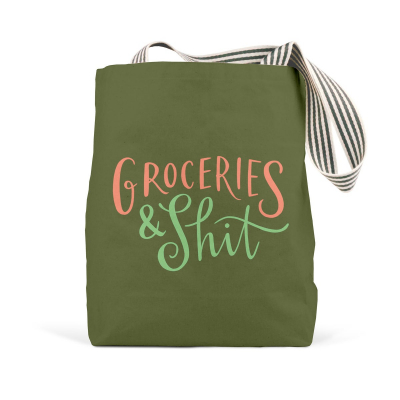 Groceries & Shit (Olive) Tote Bag|EM & Friends