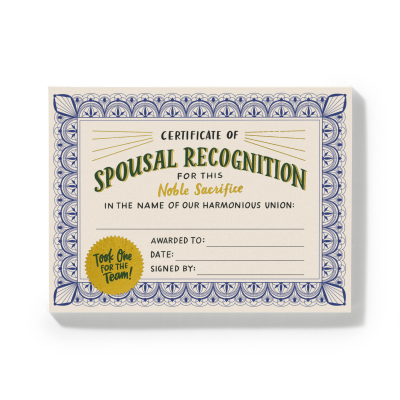 Certificate Pad: Spousal Recognition|EM & Friends