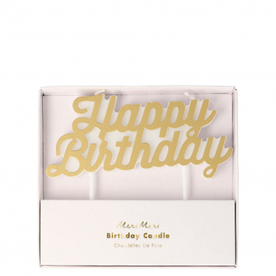 Gold Happy Birthday Candle|Meri Meri